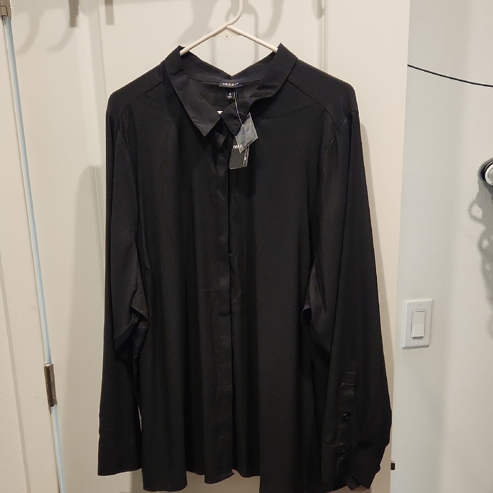 Torrid Black Button Down Shirt Flowing Fabric